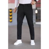 DOPPİO'N DENİM Erkek Siyah Slim Fit Esnek Likralı Keten Pantolon