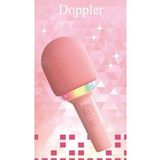 Doppler Rainbow Pembe Karaoke Mikrofonu Ledli Ses Değiştirme Özellikli Işıklı Yeni
