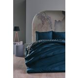 Doqu Home Artline Saten Mavi Çift Kişilik 200x220 cm Nevresim Takımı
