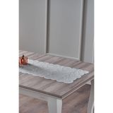 Doqu Home Croco Runner 45x150cm Beyaz Dantel Detaylı Masa Örtüsü, 2Q9RUNCROCB170002