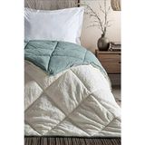 Doqu Home Double Comforter Uyku Paketı Tek Kişilik Ekru-Yesıl ( Yorgan+Yastık+Yastık Kılıfı+Çarşaf+Alez) - Yeşil - Ekru