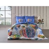 Doqu Home Kapadokya Balonları Tek Kişilik Saten Nevresim Takımı Skyblue - 160 x 220 cm - Mavi