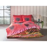 Doqu Home Kapadokya Balonları Tek Kişilik Saten Nevresim Takımı Skyred - 160 x 220 cm - Kırmızı