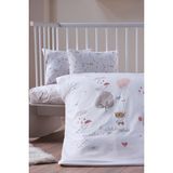 Doqu Home Nakışlı Bebek Nevresim Takımı - Pretty Bear - 100 x 150 cm - Beyaz