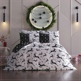 Doqu Home Ranforce New Year Tek Kişilik Nevresim Takımı - 160 x 220 cm - Siyah - Beyaz