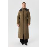 Doque Kadın Şişme Kaban Haki Yeşil Araboy Kalın Kışlık Kapşonlu - BOY:130 cm 67050 - 48
