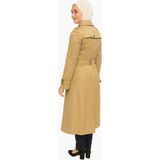 Doque Tesettür Kadın Trençkot Camel Renk Uzun Model Kemerli - 42
