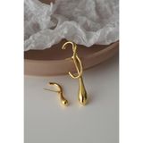 Dora Accessories Damla Şeklinde İki Kulak Farklı Altın Renk Küpe