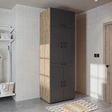 Dora Banyo Dolabı Kapaklı Çamaşır ve Kurutma Makinesi Dolabı 70X230 cm - Antrasit - Atlantik Çam
