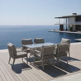 Dora Garden Home Defne 6 Kişilik Rattan Bahçe Balkon Mutfak Masa Takımı Açık Gri (Siyah Çizgili) - 7