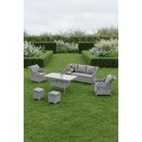 Dora Garden Home Ecem 7 Kişilik 3+1+1 2 Adet Puff Hediyeli Rattan Bahçe Takımı Açık Gri(Siyah Çizgili) - 6