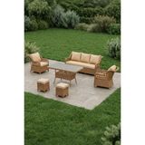 Dora Garden Home Ecem 7 Kişilik 3+1+1 2 Adet Puff Hediyeli Rattan Bahçe Takımı Kahverengi(Siyah Çizgili) - 6