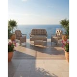 Dora Garden Home Inci 2+1+1 Rattan Bahçe Takımı Masalı Açık Gri (Siyahçizgili)