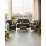 Dora Garden Home Inci 2+1+1 Rattan Bahçe Takımı Masalı Antrasit