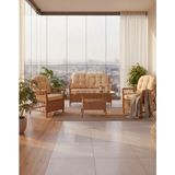 Dora Garden Home Inci 2+1+1 Rattan Bahçe Takımı Masalı Kahverengi (Siyahçizgili)