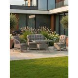 Dora Garden Home Nova 2+1+1 Rattan Bahçe Takımı Masalı Açık Gri (Siyah Çizgili)