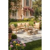 Dora Garden Home Zen 3+1+1 Kahverengi Rattan Bahçe Takımı Kahverengi (Siyah Çizgili) - 7