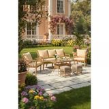 Dora Garden Home Zen 3+1+1 Kahverengi Rattan Bahçe Takımı Kahverengi (Siyah Çizgili)