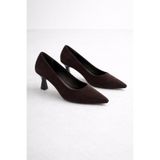 DORA -kadın günlük kısa topuklu stiletto-kahve süet