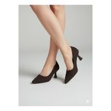 DORA -kadın zuex kısa topuklu stiletto ayakkabı -kahve süet