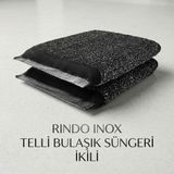 Dora Rindo Inox Telli Bulaşık Süngeri 2'li Paket - Paslanmaz Çelik Tel Yüzeyli Bulaşık Teli ve Süngeri