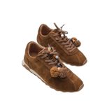 Doralyn Hakiki Deri Süet Ponponlu Kadın Sneaker Spor Ayakkabı