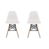 Dorcia Home Eames Plastik Kafesli Sandalye - Cafe Balkon Mutfak Sandalyesi (2, Beyaz)