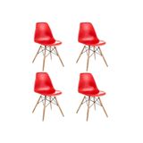 Dorcia Home Kırmızı Eames Sandalye 4 Adet Cafe Balkon Mutfak Sandalyesi