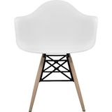 Dorcia Home Kolçaklı Beyaz Eames Plastik Kafesli Sandalye - 4 Adet - Cafe Balkon Mutfak Sandalyesi