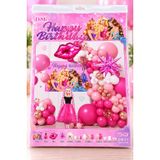 DORDOİ 56 Parça Happy Birthday Doğum Günü Balon Süsleme Seti – Pembe Prenses Temalı Parti Dekorasyon Seti