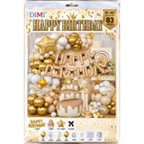 DORDOİ 70 Parça Gold & Krem Happy Birthday Balon Seti