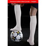 Dore 1 Çift Yetişkin Premium Ter Emici & Nefes Alan Futbol Maç Tozluk Halısaha Uzun Çorap Beyaz 40-45 - 40 - 45