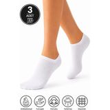 Dore 3 Çift Premium Terletmeyen Konfor Modeli Nefes Alan Görünmez Spor Ayakkabı Sneaker Çorap Beyaz 40-44 - 40 - 44