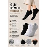 Dore 3 Çift Unisex Kulaklı Konfor Modeli Ter Emici Spor Ayakkabı Sneaker Pamuklu Bilek Boy Çorap Beyaz Siyah Gri 39-42 - 39 - 42 - Beyaz - Siyah - Gri