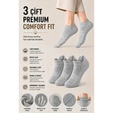 Dore 3 Çift Unisex Kulaklı Konfor Modeli Ter Emici Spor Ayakkabı Sneaker Pamuklu Bilek Boy Çorap Gri 39-42 - 39 - 42