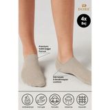 Dore 4 Çift Premium Pamuklu Penye Konforlu Dikişsiz Görünmez Spor Ayakkabı Sneaker Çorap Ten 40-44 - 40 - 44