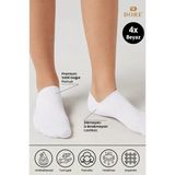 Dore 4 Çift Premium Pamuklu Penye Konforlu Dikişsiz Görünmez Spor Ayakkabı Sneaker Çorap White Beyaz 40-44 - 40 - 44