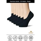 Dore 6 Çift Premium Konfor Modeli Spor Ayakkabı Sneaker Dikişsiz Görünmez Düz Renk Çorap Siyah 36 - 40