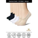 Dore 6 Çift Premium Konfor Modeli Spor Ayakkabı Sneaker Dikişsiz Görünmez Düz Renk Çorap Siyah Beyaz Bej 40/44 - 40 - 44 - Siyah - Beyaz - Bej