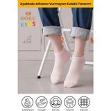 Dore Çocuklar Için 3 Çift Premium Pamuklu Cilt Dostu Kulaklı Konfor Modeli Çocuk Patik Çorap Pembe 5-7 Yaş - 0 - 1 Yaş