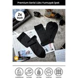 Dore Erkek 2 Adet Lüks Ipek Yumuşak Konfor Modeli Takım Elbise Pantolon Klasik & Şık Ipek Çorap Siyah 41-45 - 41 - 45