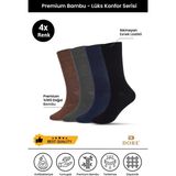 Dore Erkek 4 Çift Premium Bambu Dikişsiz Esnek Lastikli Konfor Modeli Uzun Soket Çorap Siyah Lacivert Antrasit Kahverengi 40-44 - 40 - 44 - Siyah - Antrasit - Lacivert - Kahverengi