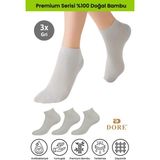 Dore Kadın 3 Çift Bambu Ultra Comfort Terletmeyen Spor Ayakkabı Sneaker Premium Patik Çorap Gri 36-39 - 36 - 39