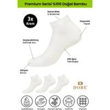 Dore Kadın 3 Çift Bambu Ultra Comfort Terletmeyen Spor Ayakkabı Sneaker Premium Patik Çorap Krem 36-39 - 36 - 39