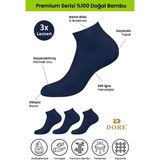 Dore Kadın 3 Çift Bambu Ultra Comfort Terletmeyen Spor Ayakkabı Sneaker Premium Patik Çorap Lacivert 36-39 - 36 - 39