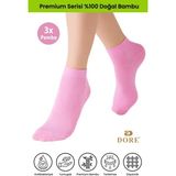 Dore Kadın 3 Çift Bambu Ultra Comfort Terletmeyen Spor Ayakkabı Sneaker Premium Patik Çorap Pembe 36-39 - 36 - 39