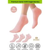 Dore Kadın 3 Çift Bambu Ultra Comfort Terletmeyen Spor Ayakkabı Sneaker Premium Patik Çorap Somon 36-39 - 36 - 39
