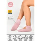 Dore Kadın 3 Çift Kaymaz Pilates ve Yoga Kaydırmaz Tabanlı Plates Bale Dans Çorabı - 3 x Pembe 36 - 42
