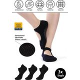 Dore Kadın 3 Çift Kaymaz Pilates ve Yoga Kaydırmaz Tabanlı Plates Bale Dans Çorabı - 3 x Siyah 36 - 42