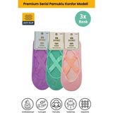 Dore Kadın 3 Çift Kaymaz Pilates Yoga Dans Plates Bale Için Kaydırmaz Tabanlı Çorap 3 x Renk Pembe - Lila - Mint Yeşili 36 - 42